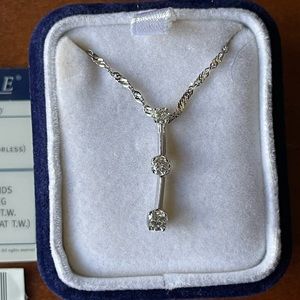 14KT White Gold Chain, 1/2 Carat TW” Past, Present and Future” Necklace